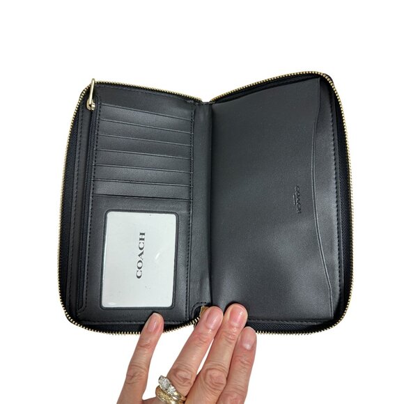 Coach DEMPSEY Large PHONE WALLET Pebbled Leather Black NEW - Picture 3 of 11